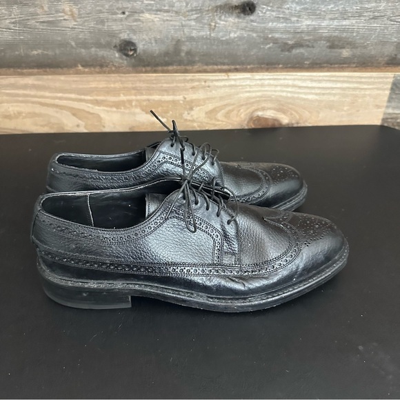 Sears Vintage Easy Flex Mens Brogue Wingtip Shoes Black Made In USA Size‎ 9.5 D